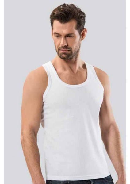 5 Adet, Kalın Askılı Klasik Erkek Atlet %100 Pamuk (Penye) Beyaz