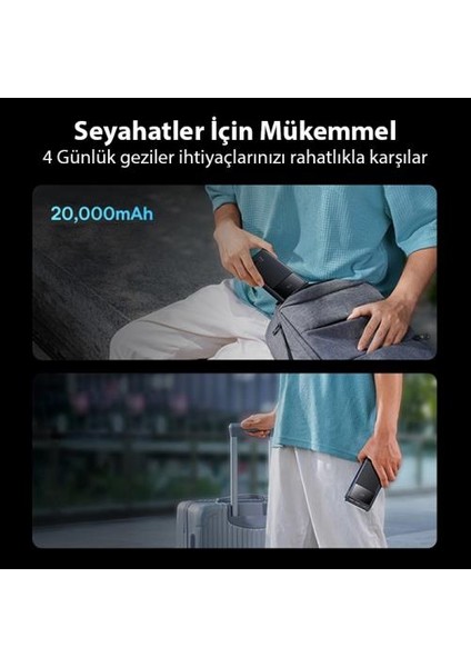 Süper Hızlı 22.5W 20000MAH Powerbank, Dijital Göstergeli 2x Usb, 1x Type C Girişli Powerbank