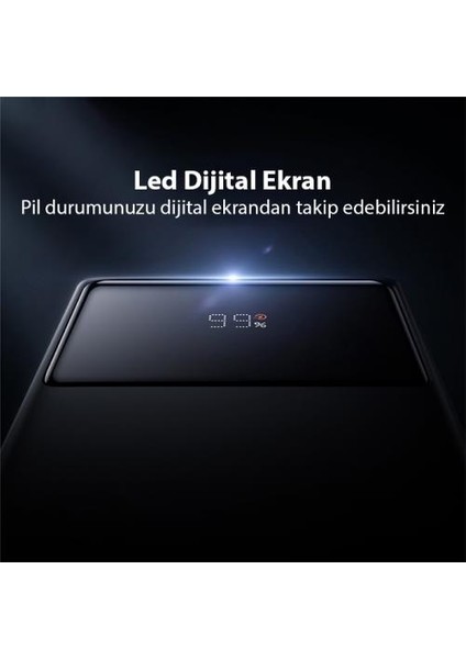 Süper Hızlı 22.5W 20000MAH Powerbank, Dijital Göstergeli 2x Usb, 1x Type C Girişli Powerbank