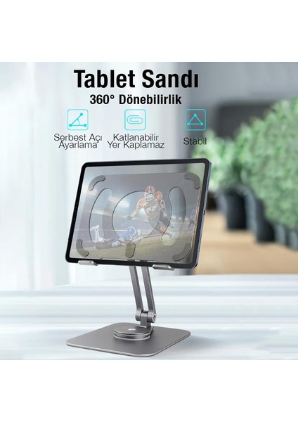 Polham Açı ve Yükseklik Ayarlı Masaüstü Tablet, Notebook Standı, Katlanabilir, Stabil Tablet Standı