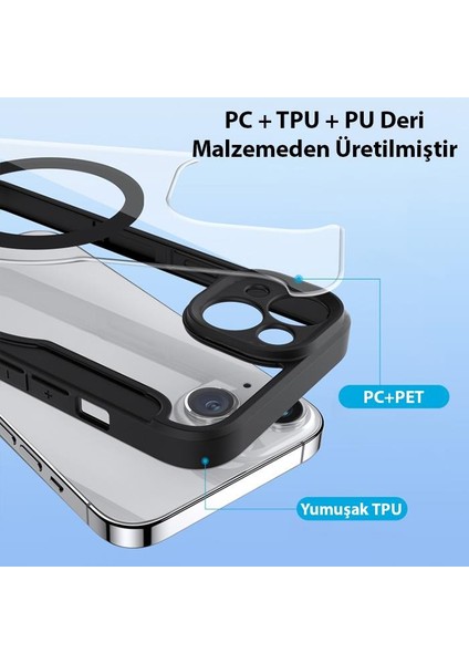 Polham Manyetik Kapaklı Kartlıklı Magsafeli iPhone 14 6.1 KILIF,360 Derece Ful Korumalı Cüzdan Kılıf