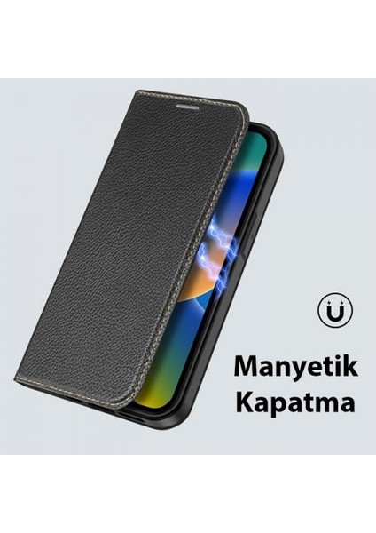 Polham Standlı Cüzdanlı Iphone 14 Pro Max 6.7 Uym Kapaklı Ful Korumalı Kılıf, Pu Deri Manyetik Kapak