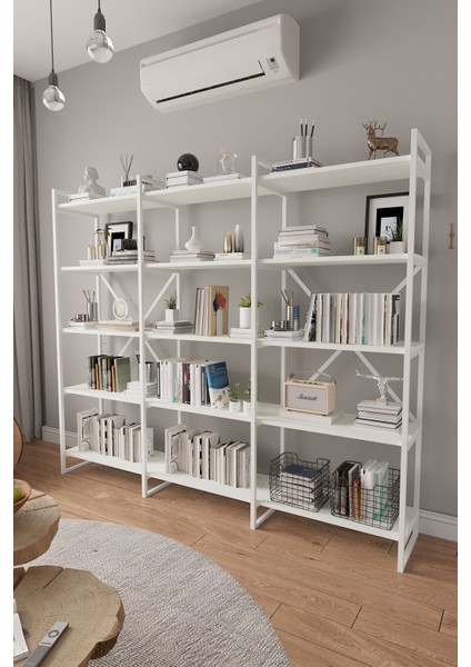 B.d 200 cm Kitaplık Metal Aksamlı Açık Raf Organizer Ofis Ev 5 Raflı Kitaplık fiyatları