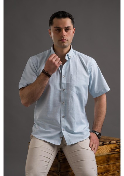 Kısa Kol Cepli Rahat Kesim Yaka Düğmeli Ince Yazlık Erkek Gömlek10 fiyatları