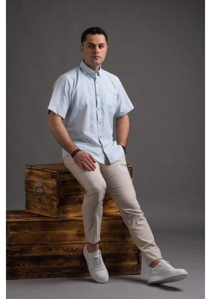 Kısa Kol Cepli Rahat Kesim Yaka Düğmeli Ince Yazlık Erkek Gömlek10 modelleri