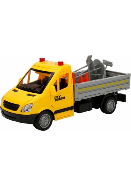 Maxx Wheels Sesli ve Işıklı Yol Yardım Kamyonu ve Trafik İşaretleri 31537 Sarı