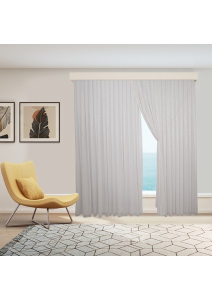 Gümüş Çelik Çizgili Etekleri Kurşunlu 1-3 Sık Pile Kruvaze Tül Perde fiyatları