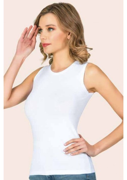 3 Adet, Kadın Kolsuz Bisiklet Yaka Atlet %92 Cotton %8 Lycra Beyaz fiyatları