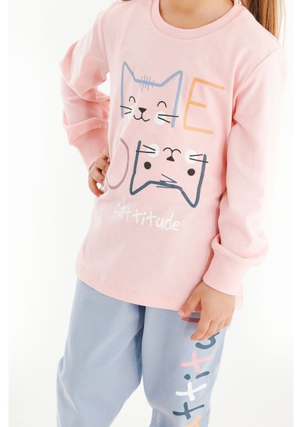 2944 Cattitude Pembe Kız Çocuk Uzun Kol Pijama Takım indirimleri