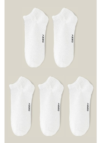 5 Çift Dikişsiz Pamuklu Beyaz Unisex Patik Çorap Yazlık Dayanıklı Topuk ve Burun
