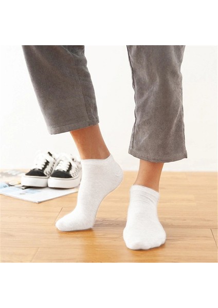 5 Çift Dikişsiz Pamuklu Beyaz Unisex Patik Çorap Yazlık Dayanıklı Topuk ve Burun modelleri