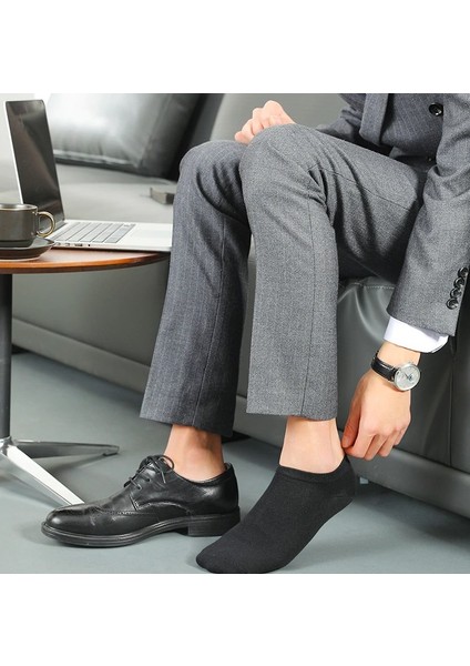 5 Çift Dikişsiz Pamuklu Siyah Unisex Patik Çorap Yazlık Dayanıklı Topuk ve Burun modelleri