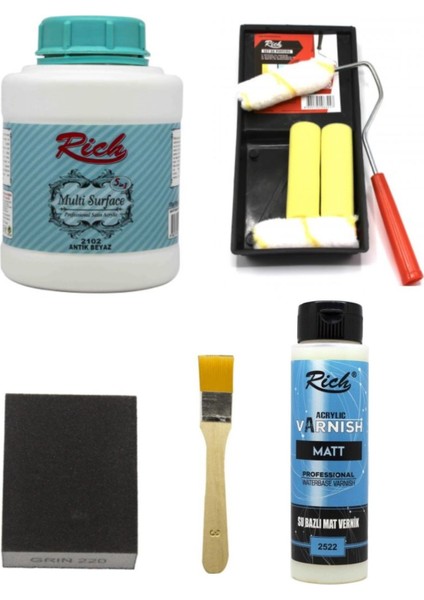 Dolap Boyama Seti Multi Surface 1750 gr Antik Beyaz - Mat Vernik