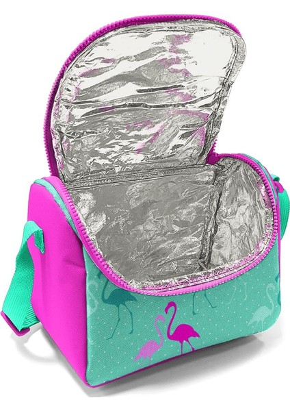 Coral High Kids Su Yeşili Neon Pembe Flamingo Desenli Thermo Beslenme Çantası 11804