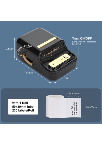 B21 Etiket Makinesi Kablosuz Taşınabilir Bluetooth - USB Şarjlı Siyah (Türkiye Garantili) fırsatları