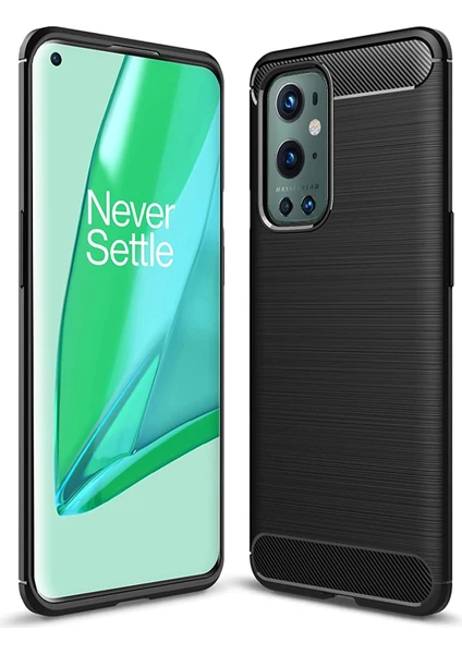 Oneplus 9 Pro Brushed Carbon Fiber Silikon Kılıf- Siyah