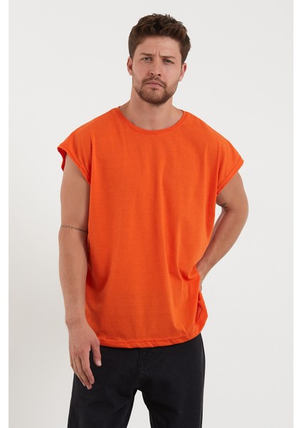 Turuncu Basic Oversize Atlet T-Shirt