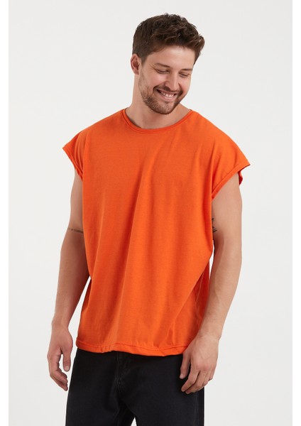 Turuncu Basic Oversize Atlet T-Shirt