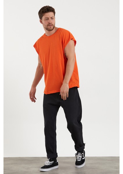 Turuncu Basic Oversize Atlet T-Shirt