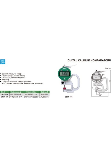 2871-101 Dijital Kalınlık Komparatörü