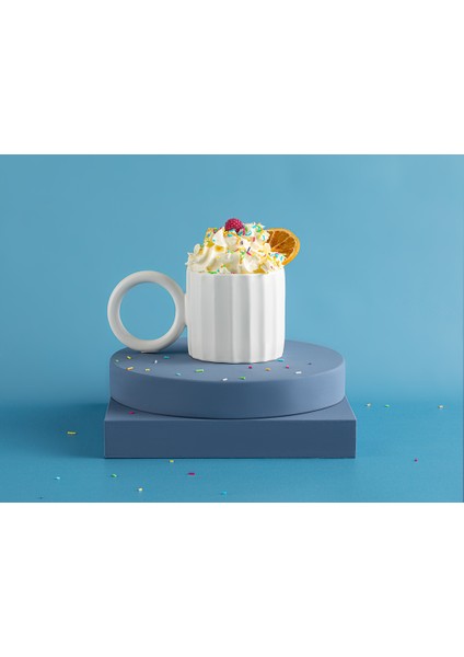 Angled New Bone China Kupa 260 ml Beyaz