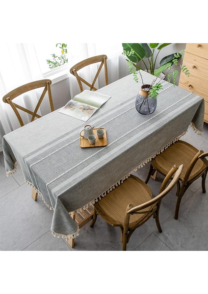 Dikdörtgen Keten Masa Örtüsü (Yurt Dışından)