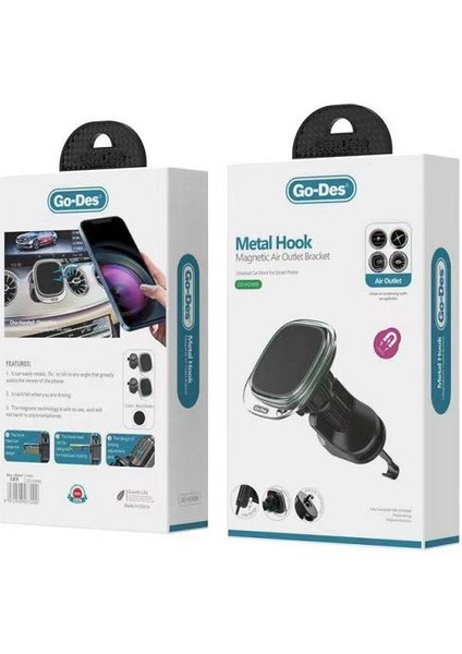 Go Des GD-HD908 Süper Magnetik Oynar Başlıklı Araç Içi Telefon Tutucu Havalandırma Tasarım