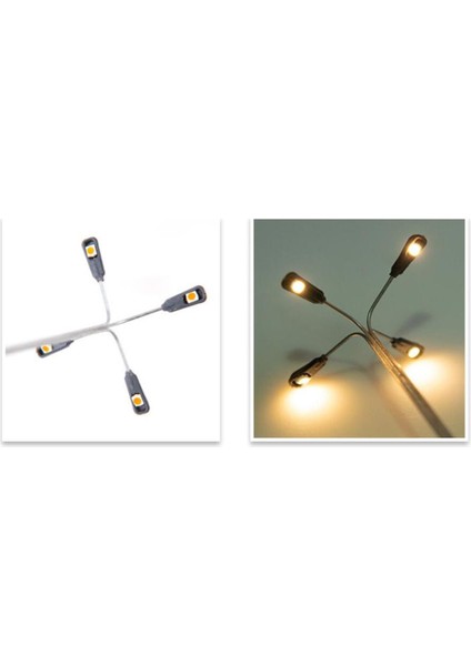 Model Demiryolu Tren Lambası Sokak Lights Lmpost Ho Oo LED 4 Kafa Sıcak Beyaz 1: 100 Sıcak Beyaz (Yurt Dışından) indirimleri