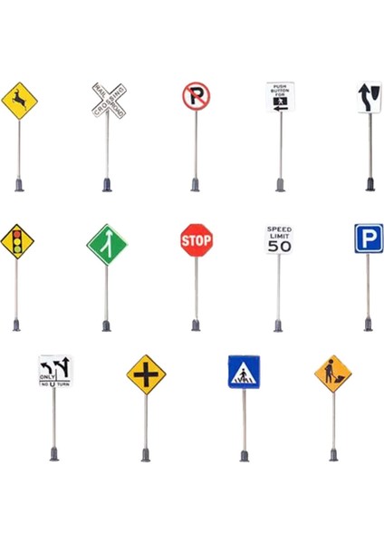 14 Adet 1/87 Ho Mini Trafik Tabela Tren Otoyolu Sahne Düzen Dekorasyonu (Yurt Dışından)