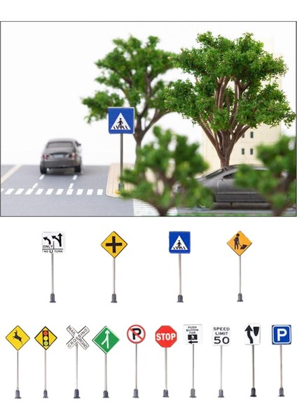 14 Adet 1/87 Ho Mini Trafik Tabela Tren Otoyolu Sahne Düzen Dekorasyonu (Yurt Dışından) fırsatları