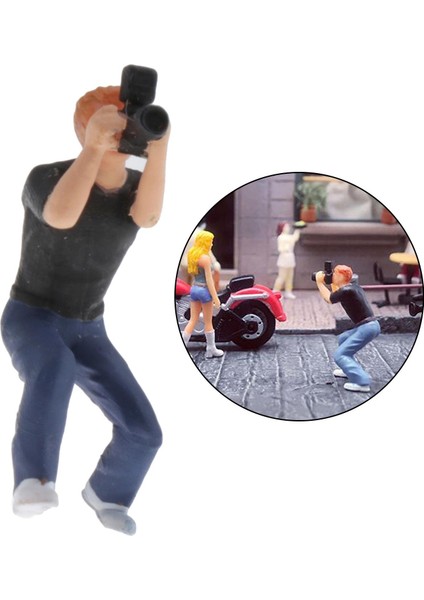 Mini Ho Ölçekli Fotoğrafçı Insanlar Bina Parkı Düzeni Manzaralı Aksesuar Siyah Yarım Çömelme (Yurt Dışından) fırsatları