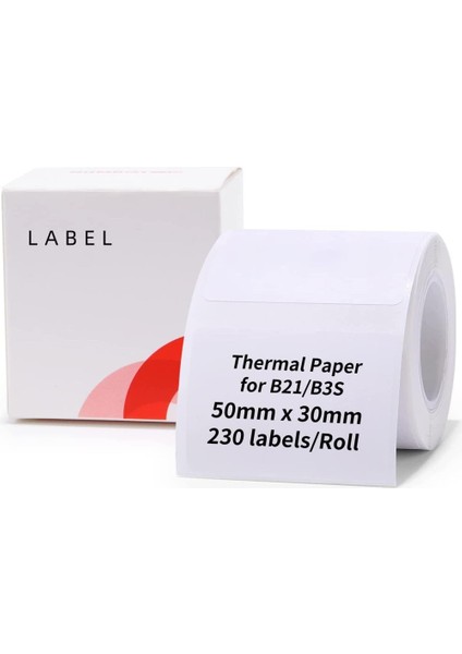 50X30MM Beyaz Etiket B21/B1/B3S Için 230 Adet Yırtılmaz, Sudan ve Yağdan Etkilenmez