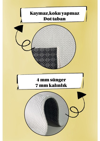 Kaymaz Tabanlı Kesme Kabartmalı Salon Koridor Mutfak Hali Beyaz Yolluk Vzr 7004 Beyaz fırsatları