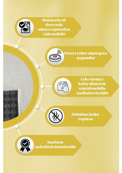 Kaymaz Tabanlı Kesme Kabartmalı Salon Koridor Mutfak Hali Beyaz Yolluk Vzr 7004 Beyaz indirimleri