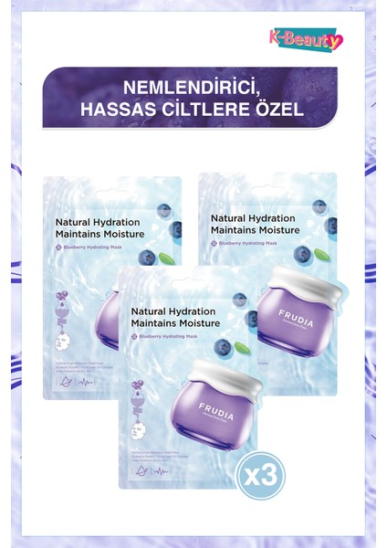 Blueberry Yüz Maskesi Nemlendirici 3 Adet