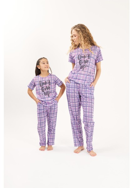 Yeni Inci Anne Kız 2 Adet Pamuk Ekose Pijama Takım 1905-376