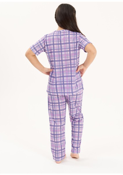 Yeni Inci Anne Kız 2 Adet Pamuk Ekose Pijama Takım 1905-376