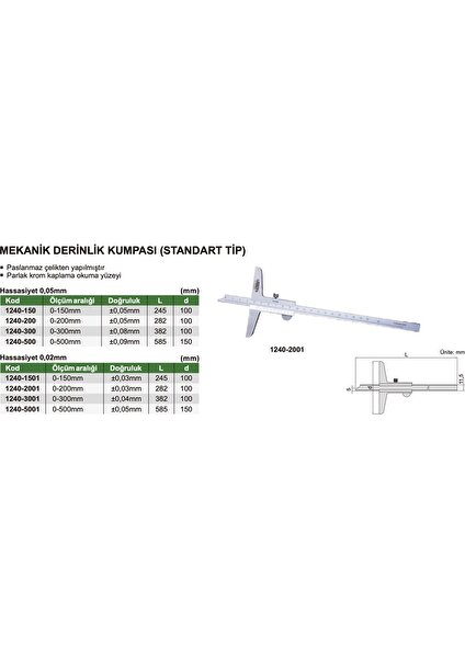 1240-150 Mekanik Derinlik Kumpası (Standart Model)