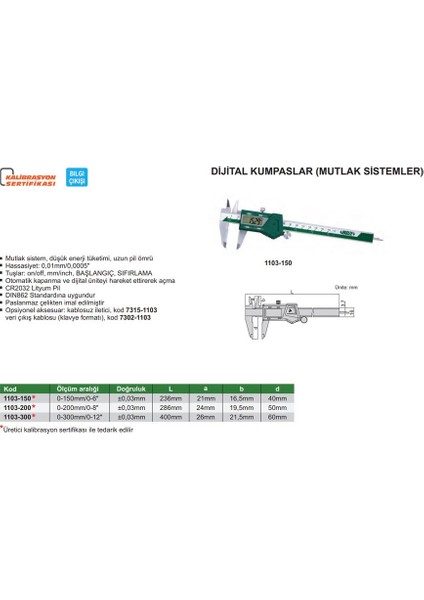 1103-200 Dijital Kumpas Absolute