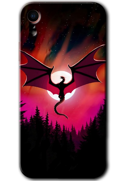 iPhone Xr Kılıf Hd Desen Baskılı Arka Kapak - Dragon Night