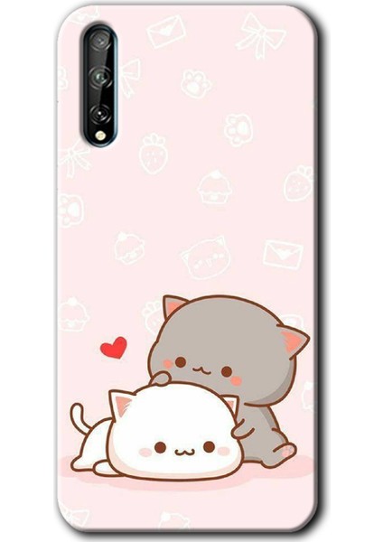 Huawei Y8P Kılıf Hd Desen Baskılı Arka Kapak - Kedi Aşkı