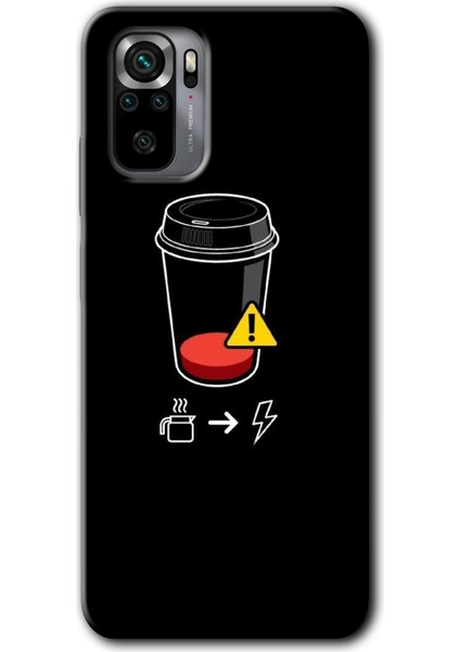 Xiaomi Redmi Note 10S Kılıf Hd Desen Baskılı Arka Kapak - Coffee Battery
