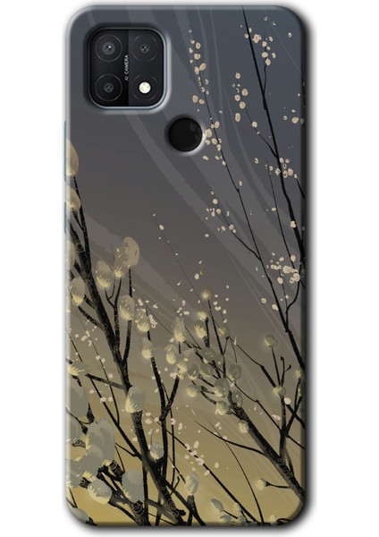 Oppo A15S Kılıf Hd Desen Baskılı Arka Kapak - Branches Flowers