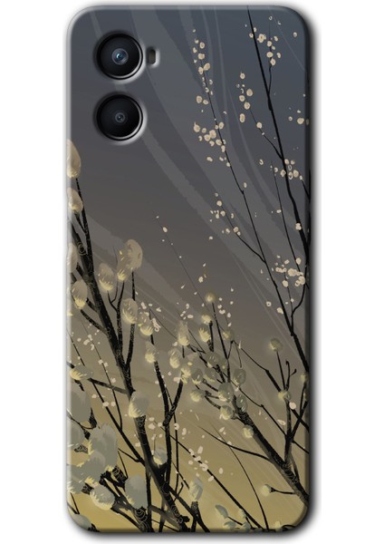 Oppo Reno 3 Kılıf Hd Desen Baskılı Arka Kapak - Branches Flowers