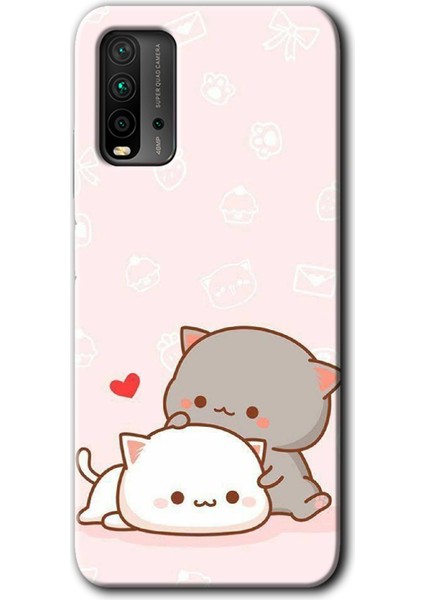 Xiaomi Redmi 9t Kılıf Hd Desen Baskılı Arka Kapak - Kedi Aşkı