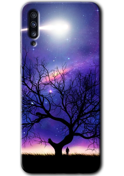 Samsung Galaxy A50 Kılıf Hd Desen Baskılı Arka Kapak - Uzay Silüet