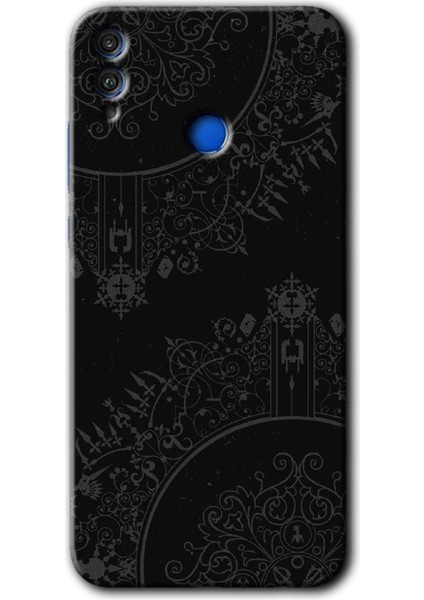 Honor 8x Kılıf Hd Desen Baskılı Arka Kapak - Siyah Mandala