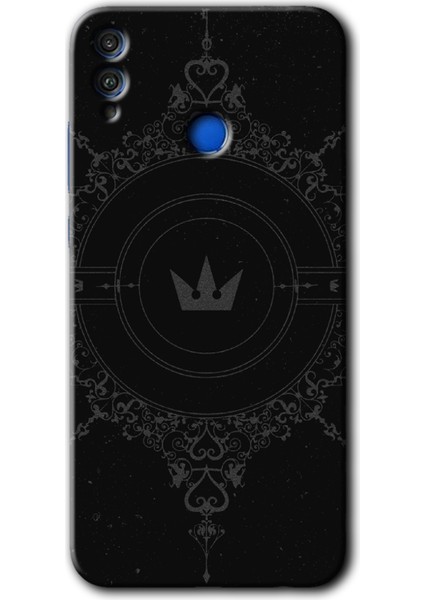 Honor 8x Kılıf Hd Desen Baskılı Arka Kapak - Siyah Mandala 1