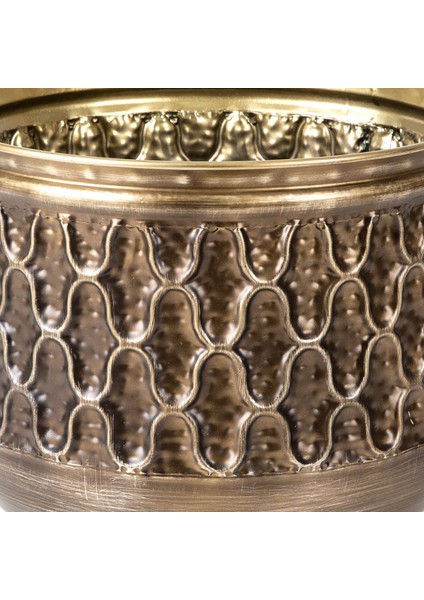 Kabartma Desenli Metal Çiçeklik Saksı Kahverengi 32X28,5X32 Cm. fiyatları