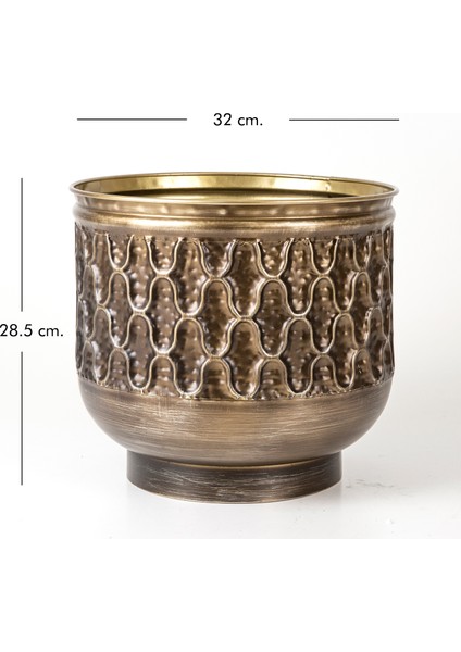 Kabartma Desenli Metal Çiçeklik Saksı Kahverengi 32X28,5X32 Cm. indirimleri
